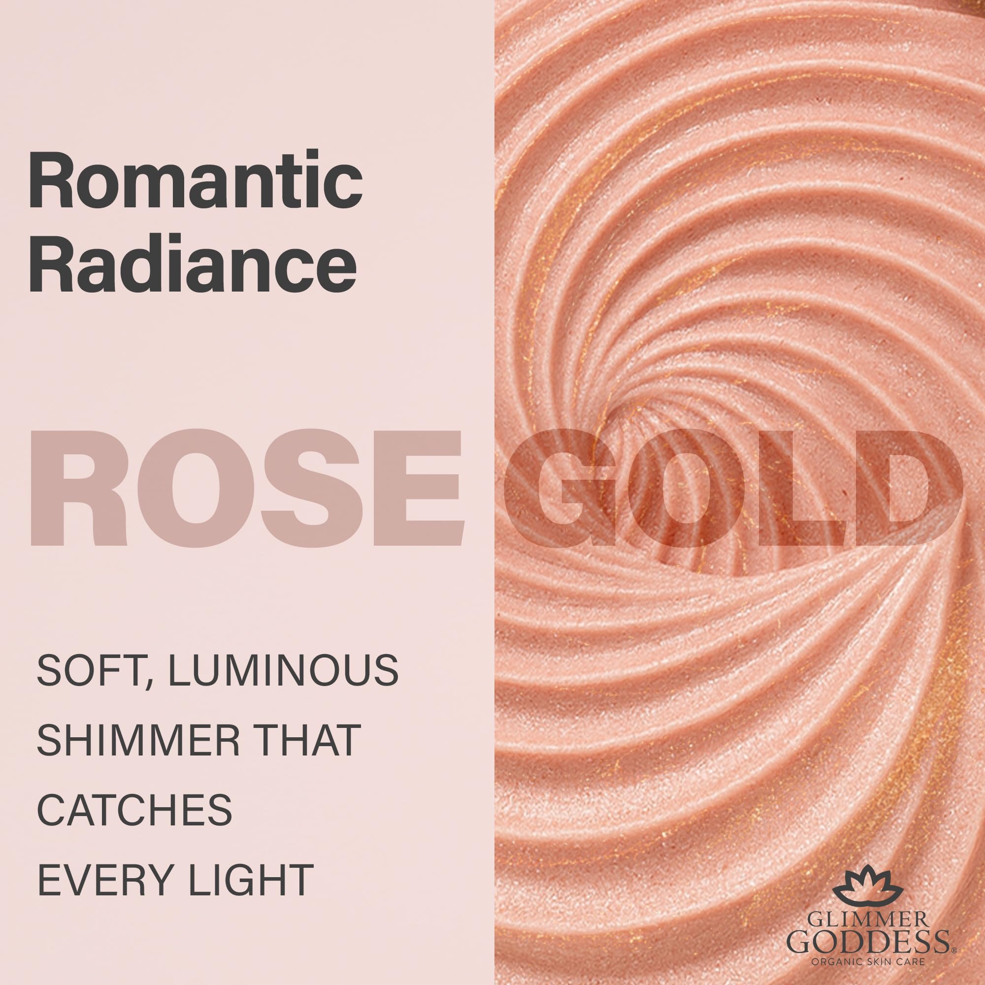 Glimmer Goddess Shimmer Body Butter with Organic Whipped Shea Butter – Hydration, Rose Gold Glow, 4 oz