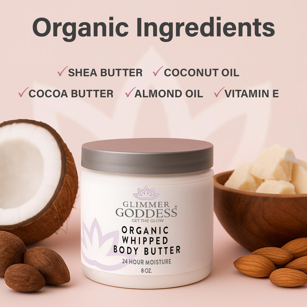 GLIMMER GODDESS Organic Whipped Body Butter – Deep Hydration with Shea & Cocoa, Autumn Breeze, 8oz