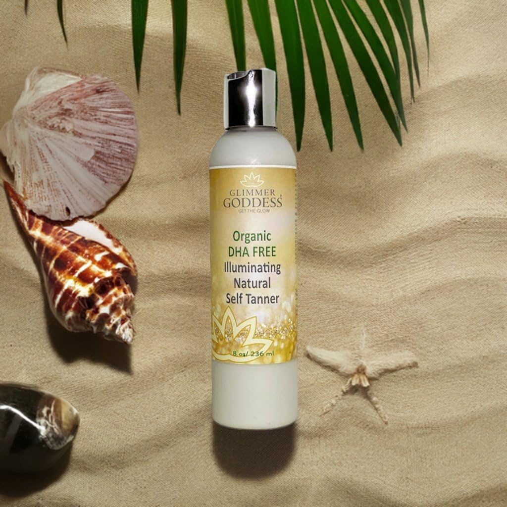 Glimmer Goddess Organic DHA-Free Self-Tanning Lotion – Plant-Based Erythrulose, Aloe Vera & Shea & Cocoa Butter | Vegan & Cruelty-Free