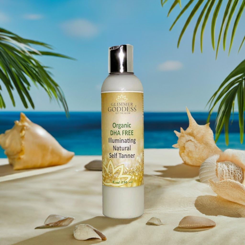 Glimmer Goddess Organic DHA-Free Self-Tanning Lotion – Plant-Based Erythrulose, Aloe Vera & Shea & Cocoa Butter | Vegan & Cruelty-Free
