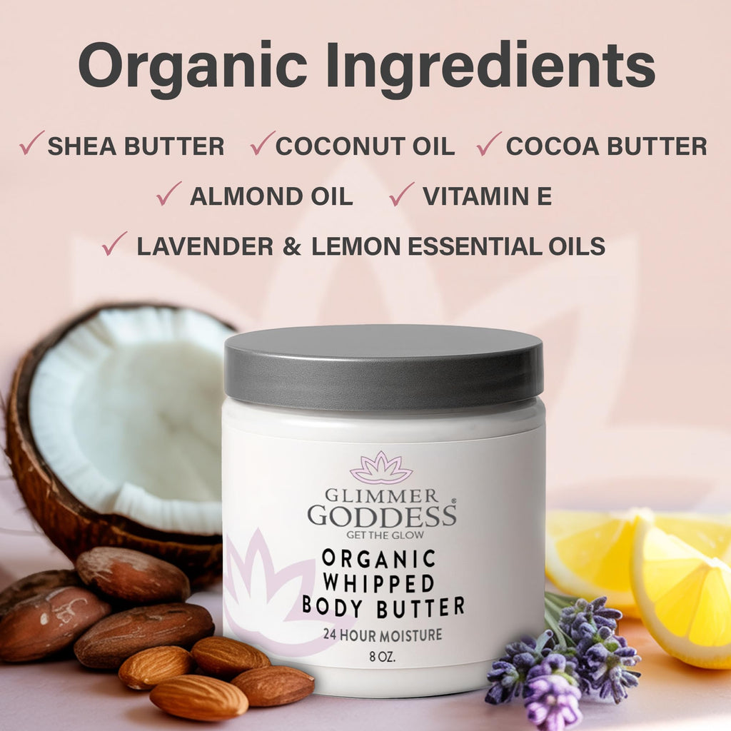 Glimmer Goddess Organic Whipped Body Butter – Salted Caramel, 8oz