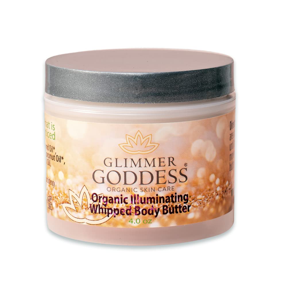 GLIMMER GODDESS Organic Whipped Body Butter – Gold Shimmer Level 3 | Deep Hydration & Radiant Glow | 4.0 oz