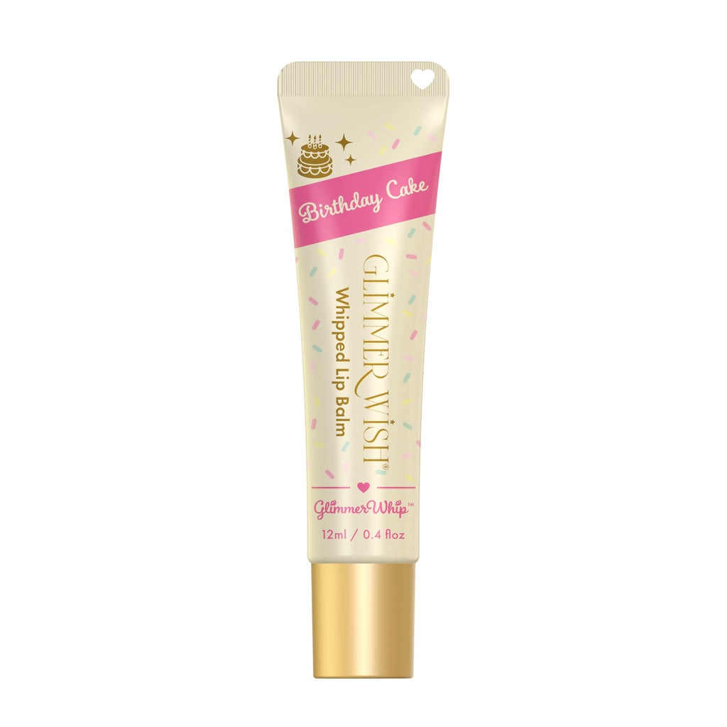 Glimmer Wish Glimmer Whip Hydrating Lip Balm – Birthday Cake, Vegan Lip Moisturizer with Organic Oils & Butters
