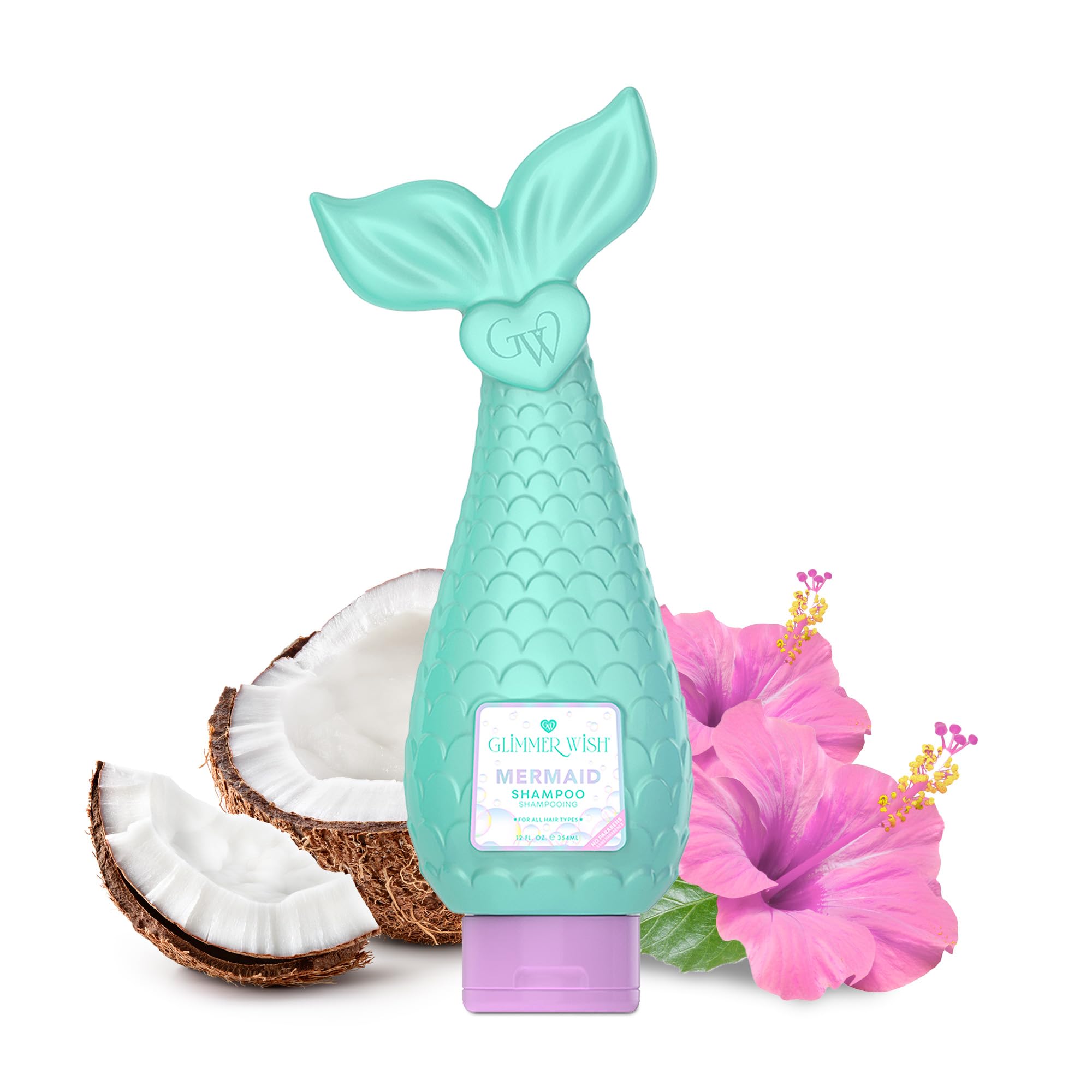 Glimmer Wish Mermaid Kids Shampoo – Sulfate & Paraben Free, 12 oz, Island Scent, Non-Toxic