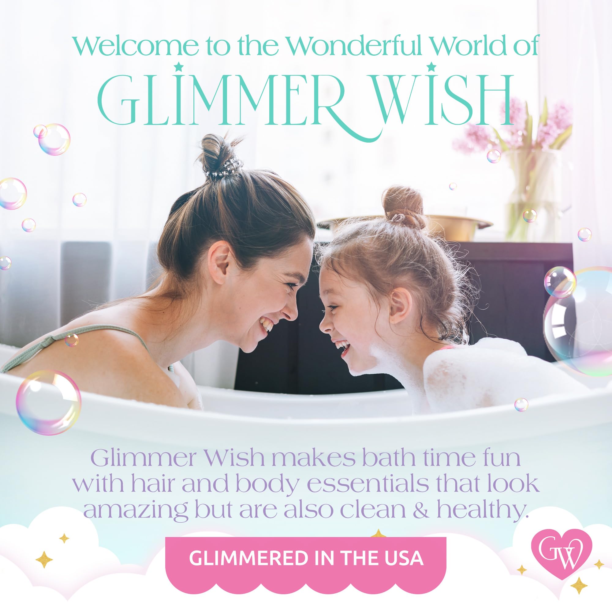 Glimmer Wish Mermaid Kids Shampoo – Sulfate & Paraben Free, 12 oz, Island Scent, Non-Toxic