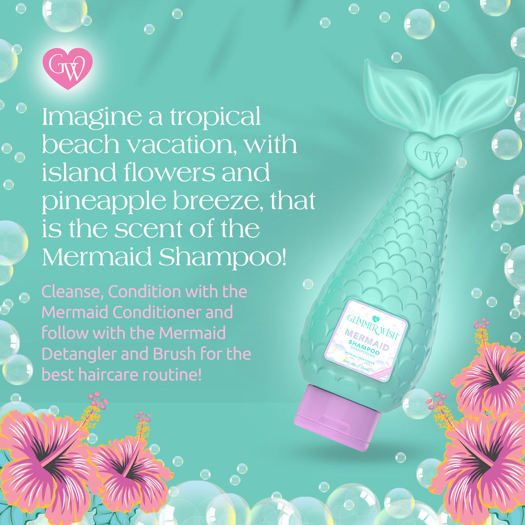 Glimmer Wish Mermaid Kids Shampoo – Sulfate & Paraben Free, 12 oz, Island Scent, Non-Toxic