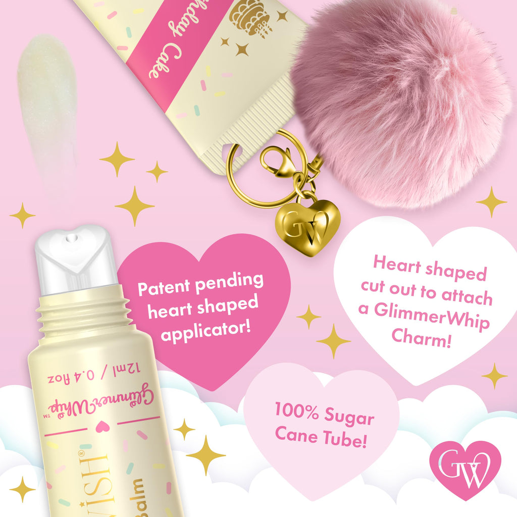Glimmer Wish Glimmer Whip Hydrating Lip Balm – Birthday Cake, Vegan Lip Moisturizer with Organic Oils & Butters