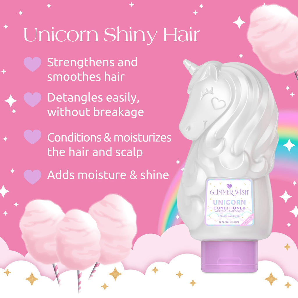Glimmer Wish Unicorn Kids Conditioner – Paraben & Sulfate Free, Cotton Candy Scent, 12 Fl Oz