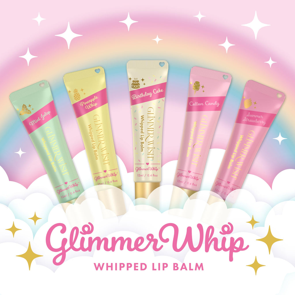 Glimmer Wish Glimmer Whip Hydrating Lip Balm – Birthday Cake, Vegan Lip Moisturizer with Organic Oils & Butters