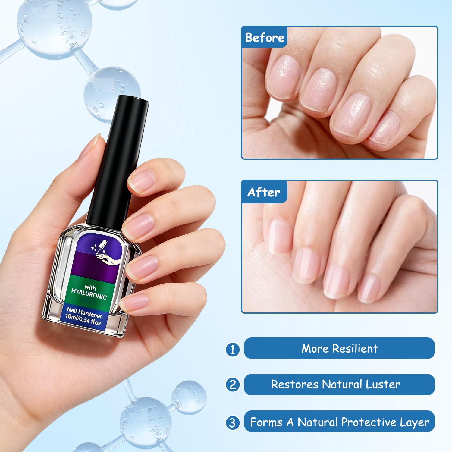 Glimmerella 2-Pack Nail Care Serum – Hyaluronic Hardener for Dry, Cracked Cuticles