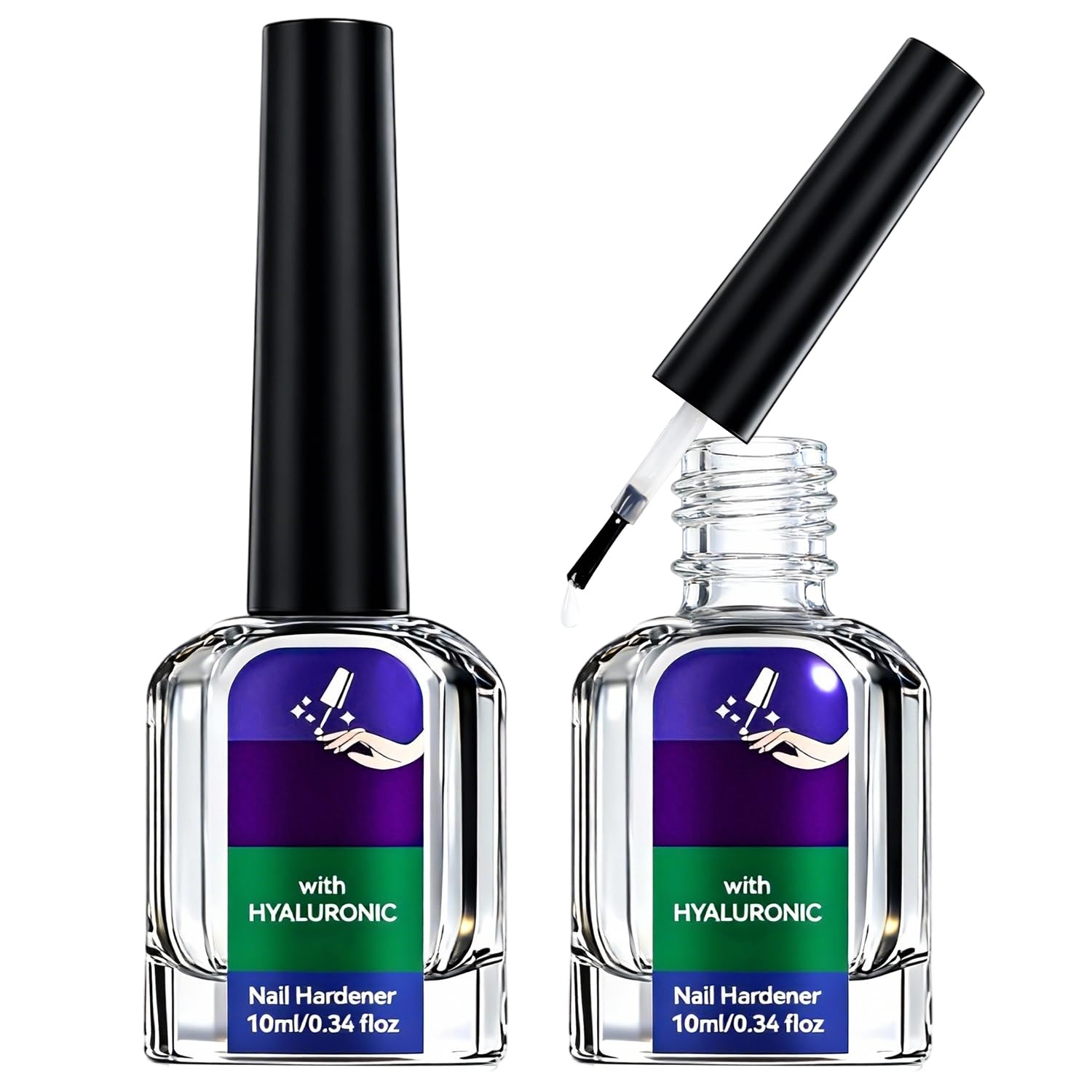 Glimmerella 2-Pack Nail Care Serum – Hyaluronic Hardener for Dry, Cracked Cuticles