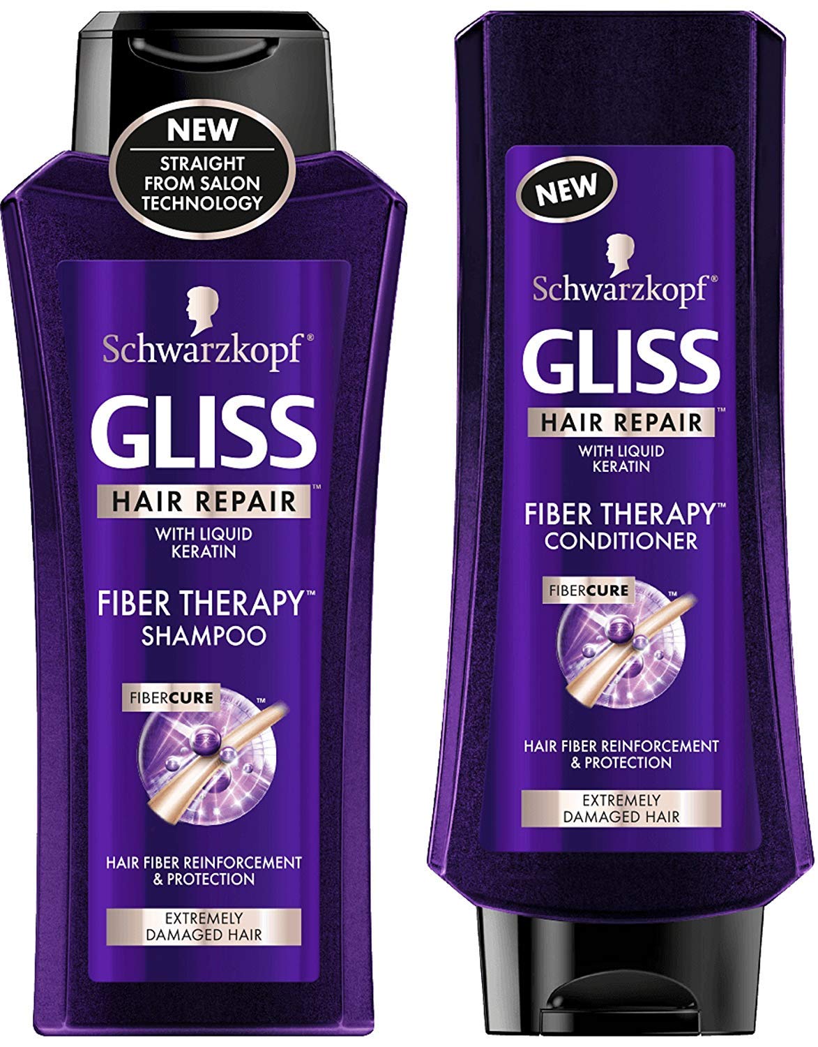 GLISS Schwarzkopf Hair Repair Fiber Therapy Set – Shampoo & Conditioner (400 mL Each)