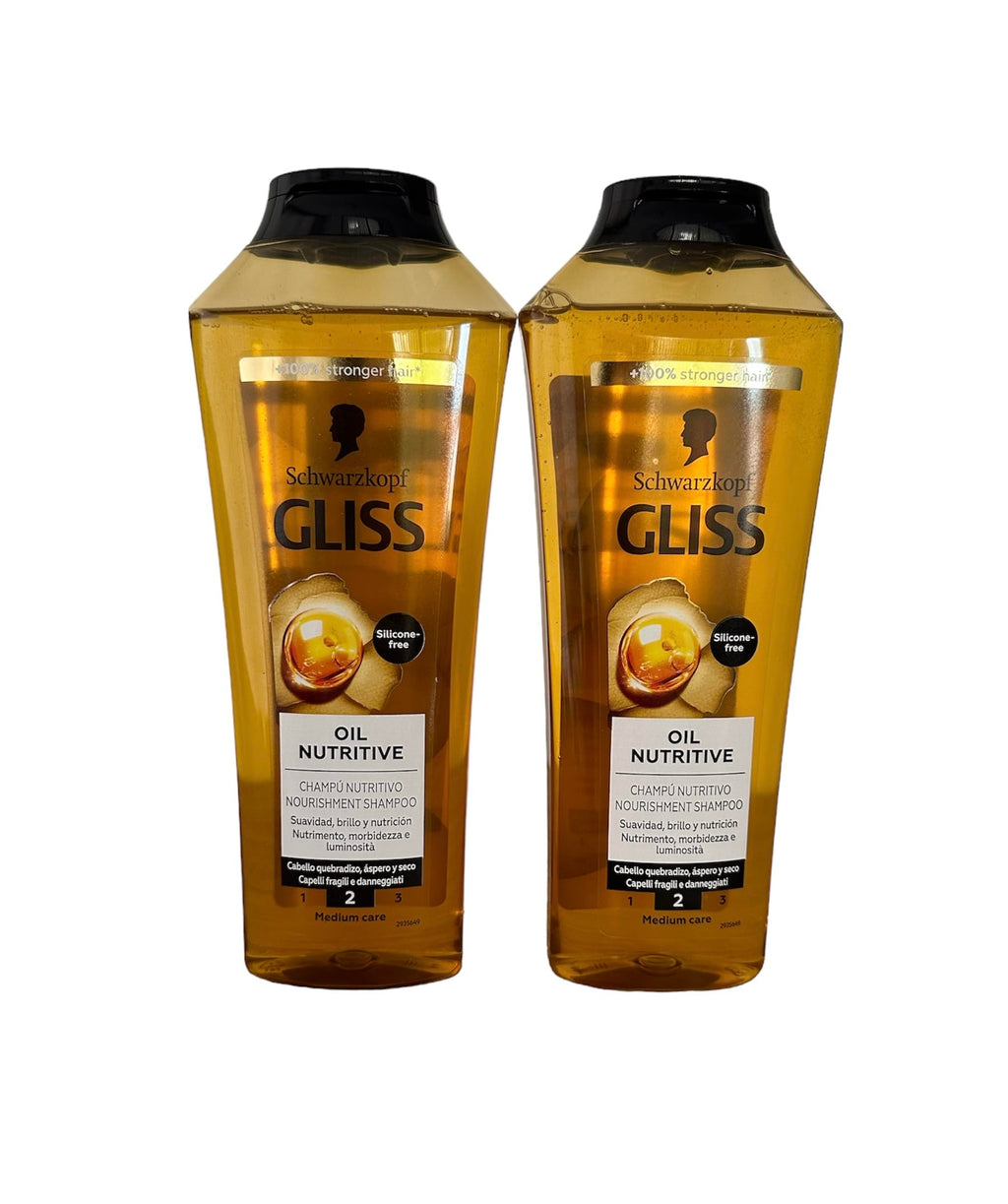 Gliss Shampoo Oil Nutritive 2-Pack – 400 ml Each for Softer, Shinier Hair | Gliss