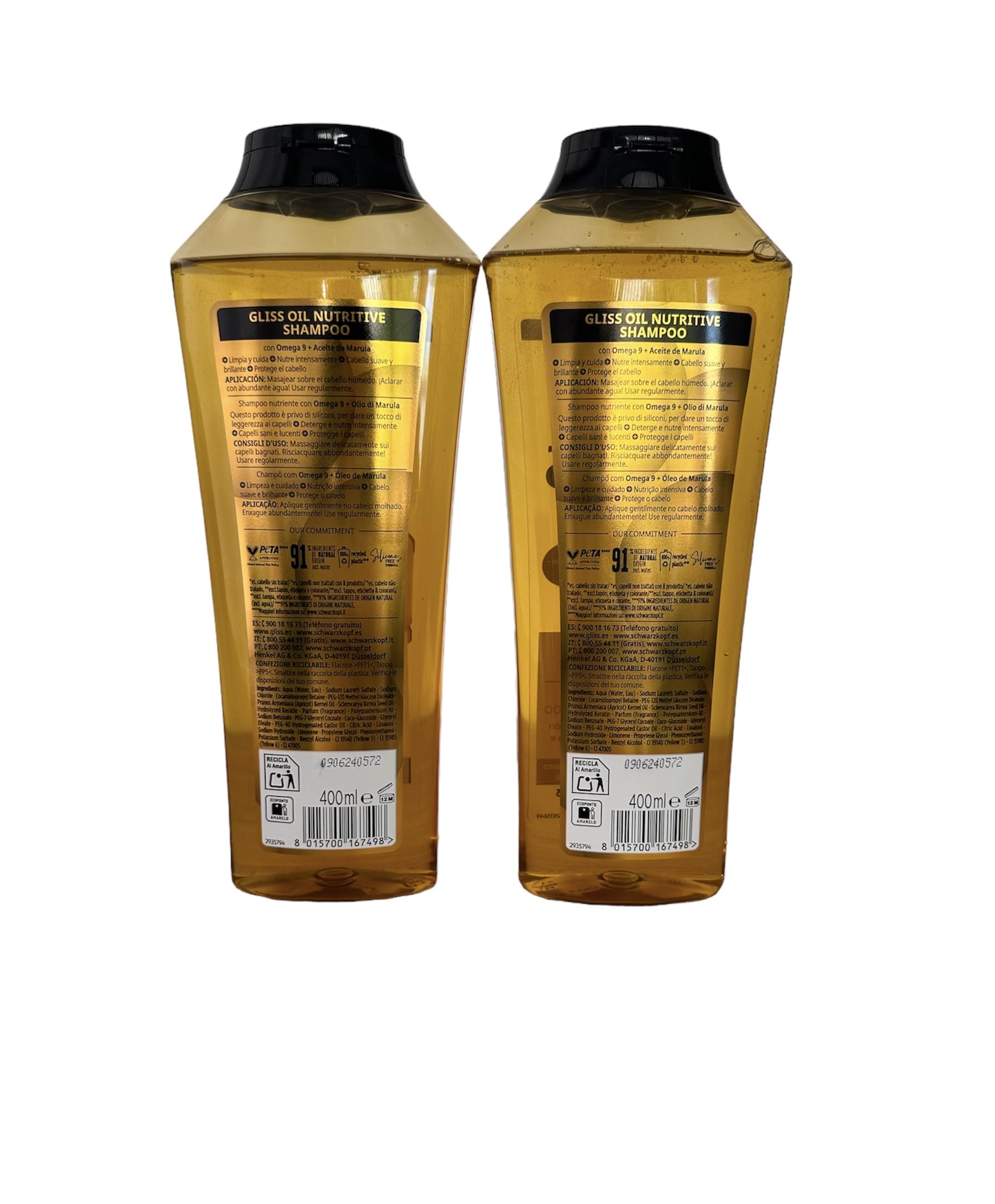 Gliss Shampoo Oil Nutritive 2-Pack – 400 ml Each for Softer, Shinier Hair | Gliss