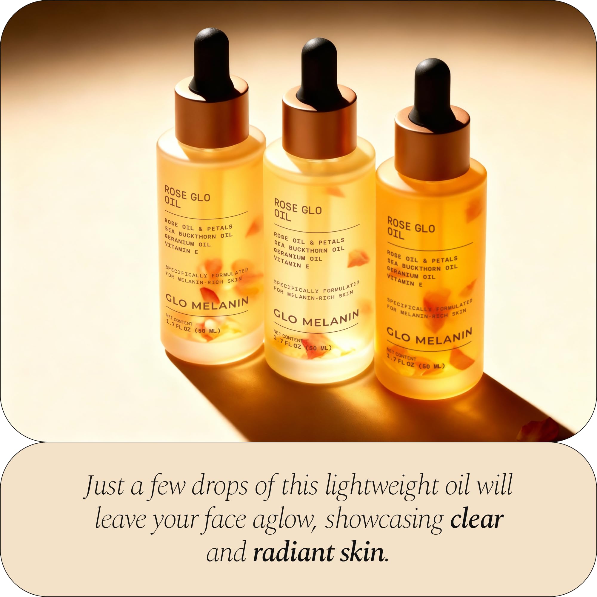Glo Melanin Rose Glo Oil – Natural Brightening & Soothing Facial & Body Oil (1.7 fl oz)