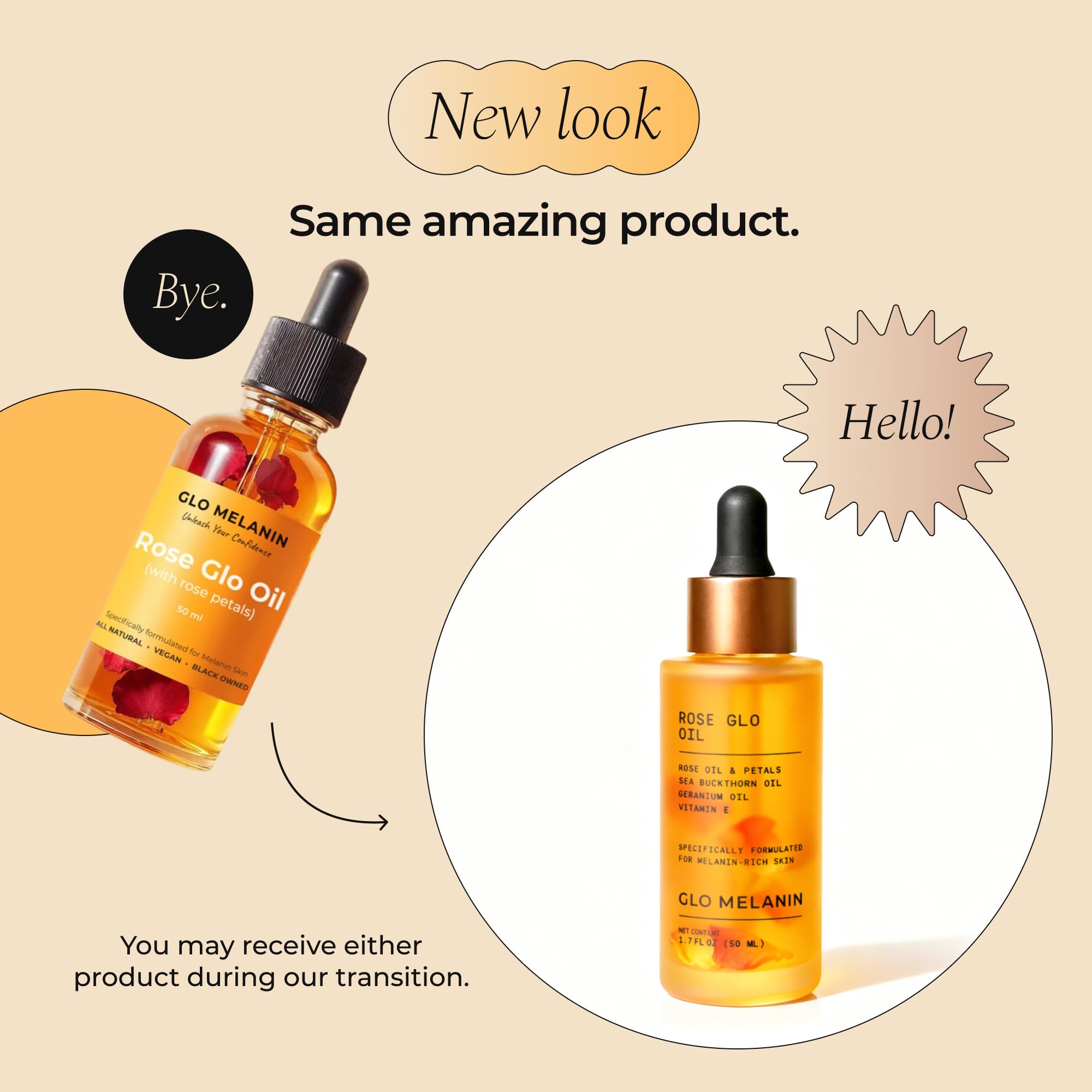 Glo Melanin Rose Glo Oil – Natural Brightening & Soothing Facial & Body Oil (1.7 fl oz)
