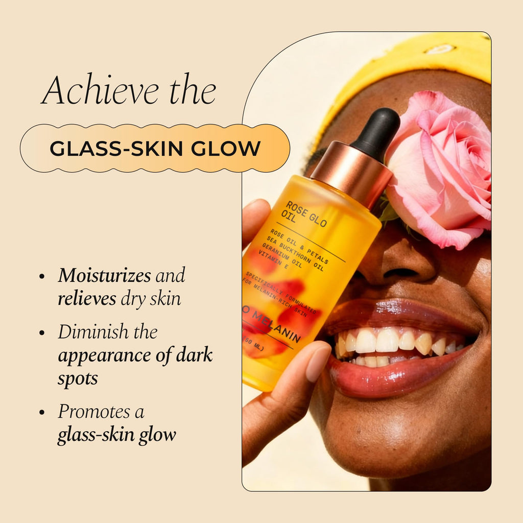 Glo Melanin Rose Glo Oil – Natural Brightening & Soothing Facial & Body Oil (1.7 fl oz)