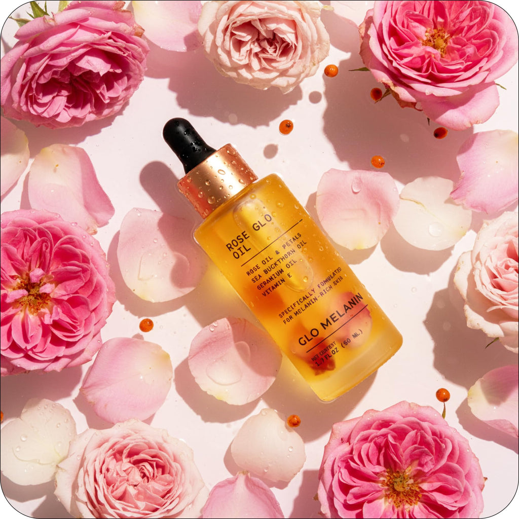 Glo Melanin Rose Glo Oil – Natural Brightening & Soothing Facial & Body Oil (1.7 fl oz)