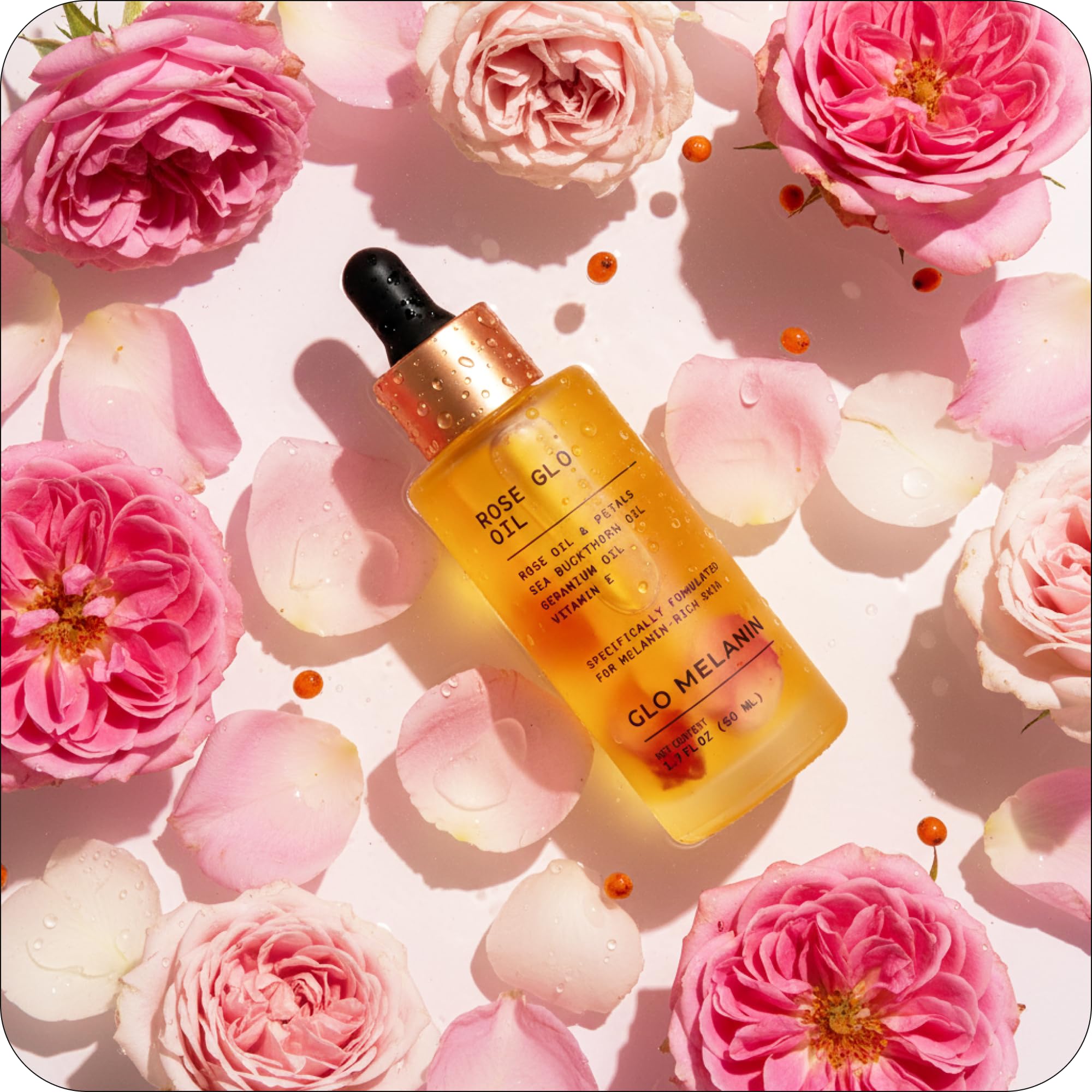 Glo Melanin Rose Glo Oil – Natural Brightening & Soothing Facial & Body Oil (1.7 fl oz)