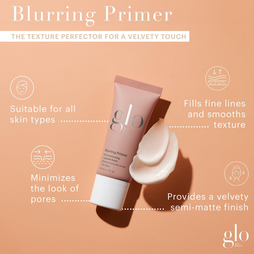 Glo Skin Beauty Blurring Primer with Ceramides – Minimize Pores & Fine Lines (Semi-Matte Finish)