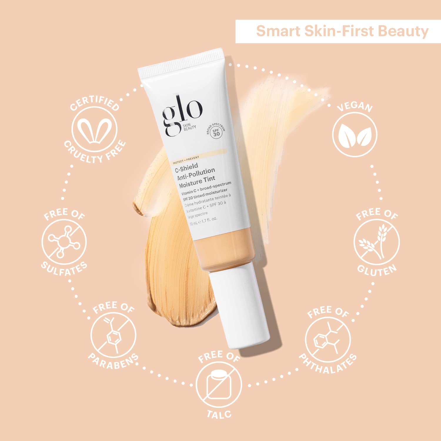 Glo Skin Beauty C-Shield Anti-Pollution Moisture Tint SPF 30 – Vitamin C Tinted Moisturizer for Face (1.7 oz, 2N-Light)