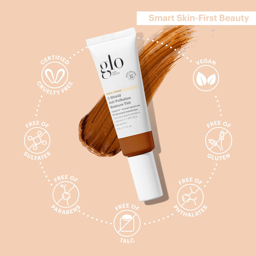 Glo Skin Beauty C-Shield Anti-Pollution Moisture Tint SPF 30 | Tinted Moisturizer with Vitamin C, 1.7 oz, Shade 10W-Dark