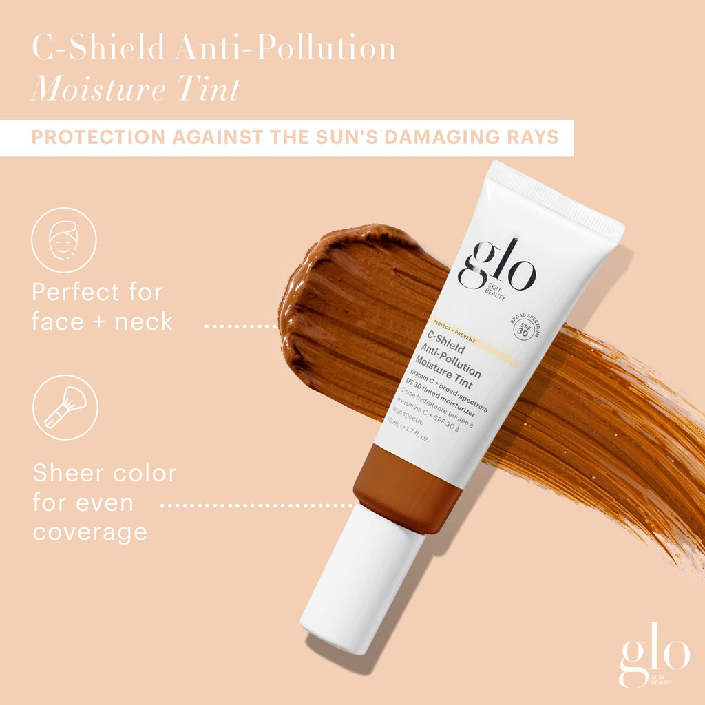 Glo Skin Beauty C-Shield Anti-Pollution Moisture Tint SPF 30 | Tinted Moisturizer with Vitamin C, 1.7 oz, Shade 10W-Dark