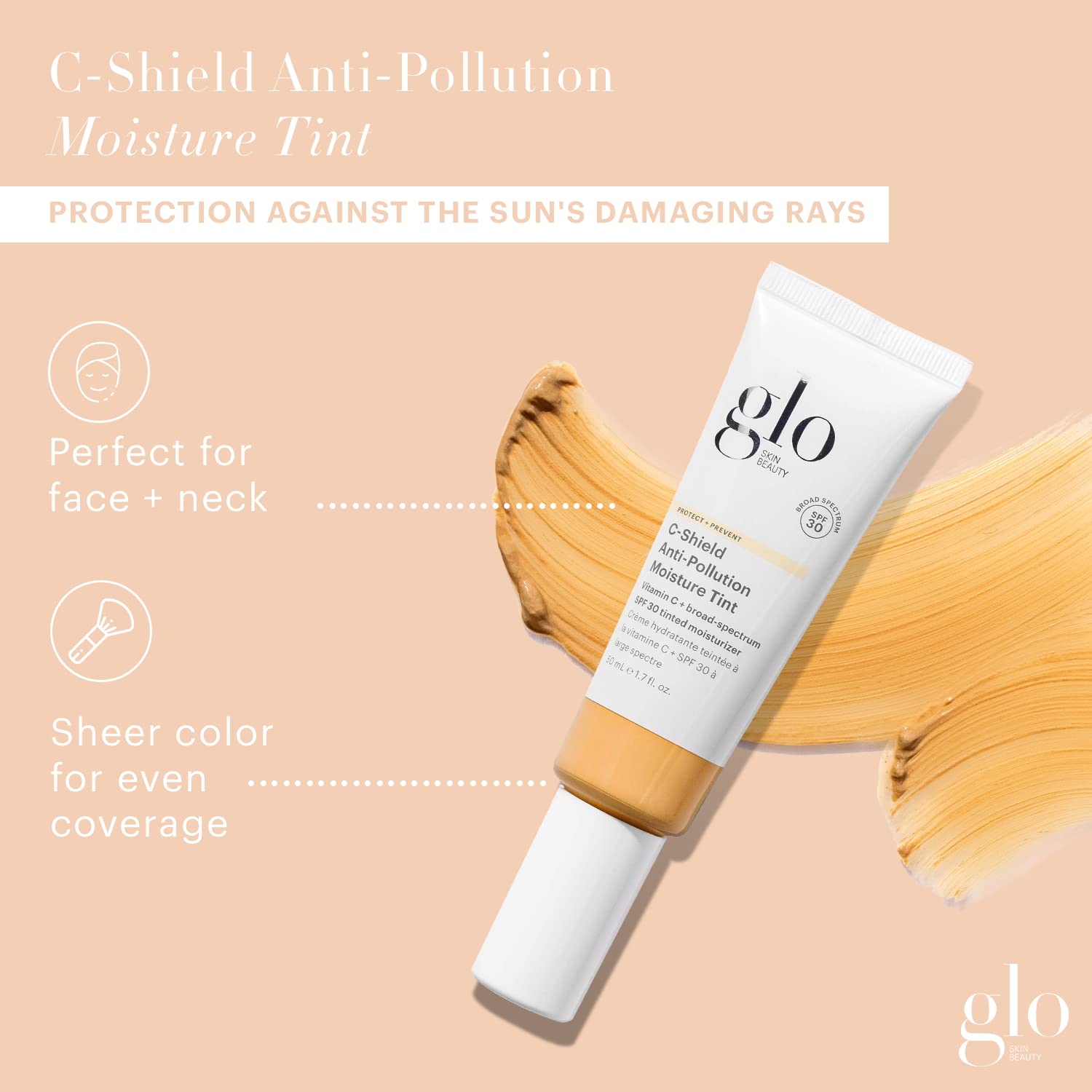 Glo Skin Beauty C-Shield Anti-Pollution Moisture Tint SPF 30 – 5W-Medium, 1.7 oz