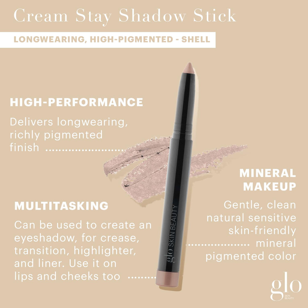Glo Skin Beauty Cream Stay Shadow Stick (Shell) – 12-Hour, Multi-Purpose Eyeshadow, Base, and Liner