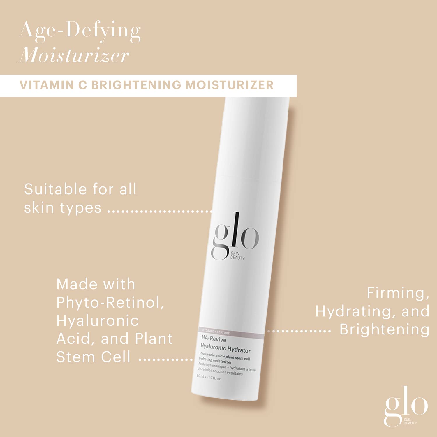 Glo Skin Beauty HA-Revive Hyaluronic Hydrator – Lightweight Hyaluronic Acid + Plant Stem Cells, 1.7 oz