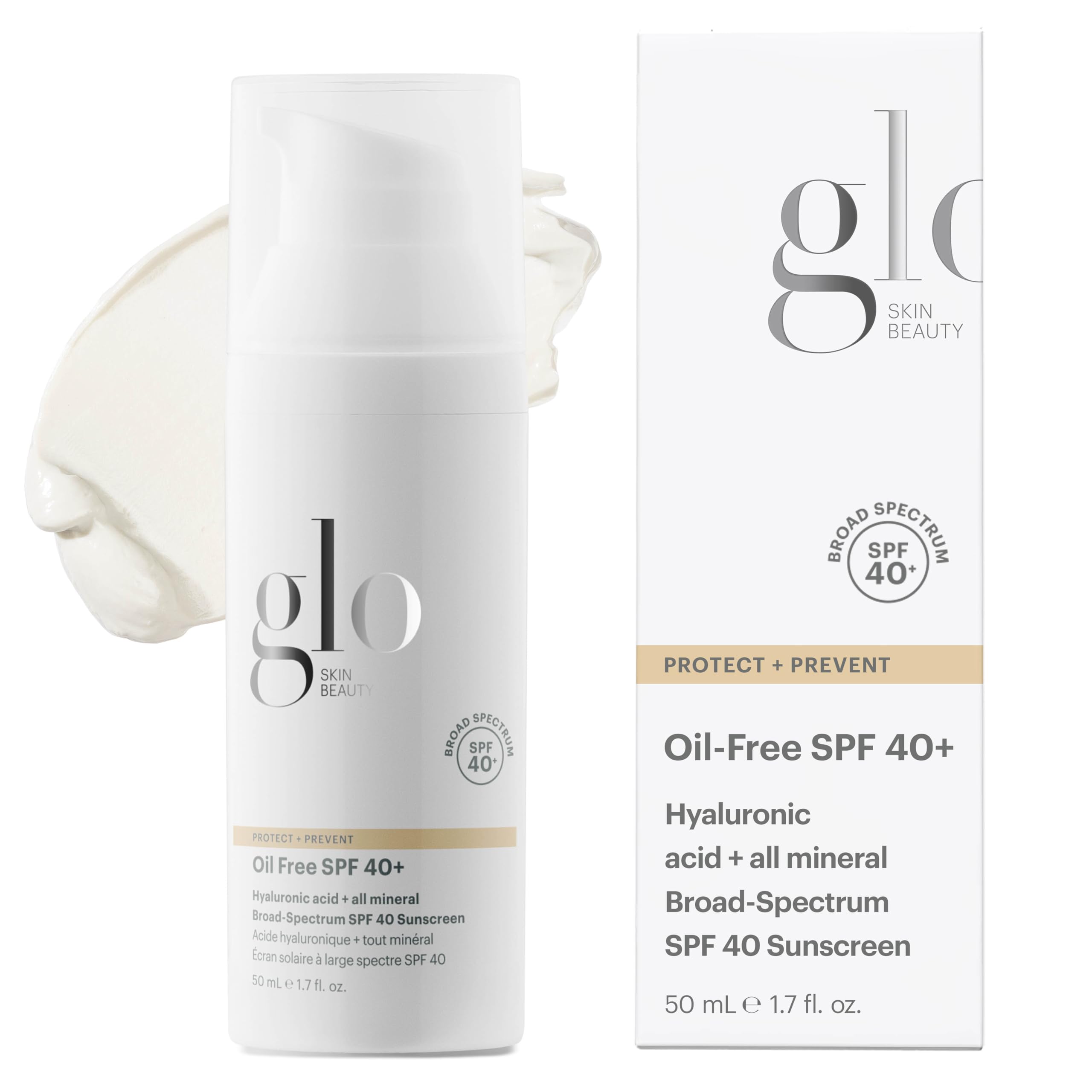 Glo Skin Beauty Oil Free SPF 40+ Mineral Sunscreen with Hyaluronic Acid