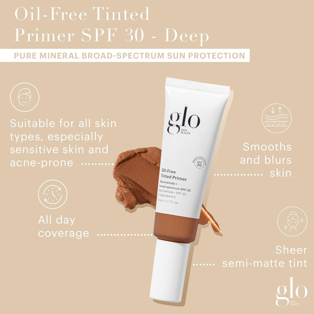 Glo Skin Beauty Oil-Free Tinted Primer SPF 30 Deep – 4-in-1 Mineral Foundation Primer