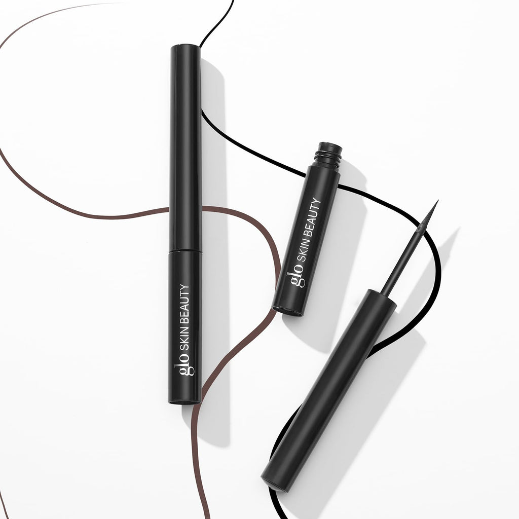 Glo Skin Beauty Precision Liquid Eyeliner (Dark Brown) – Fine Felt Tip, Matte Finish, With Caffeine