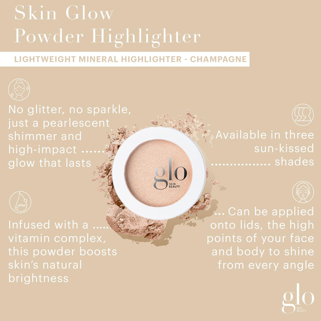 Glo Skin Beauty Skin Glow Powder Highlighter | Clean Mineral Cheek Highlighter in Champagne