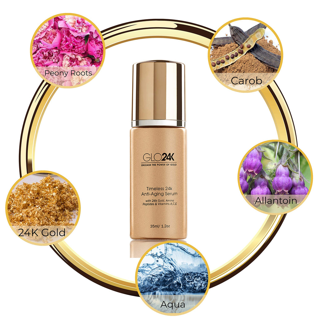 GLO24K 24k Gold Anti-Aging Cream & Serum – Peptides & Vitamins A C E