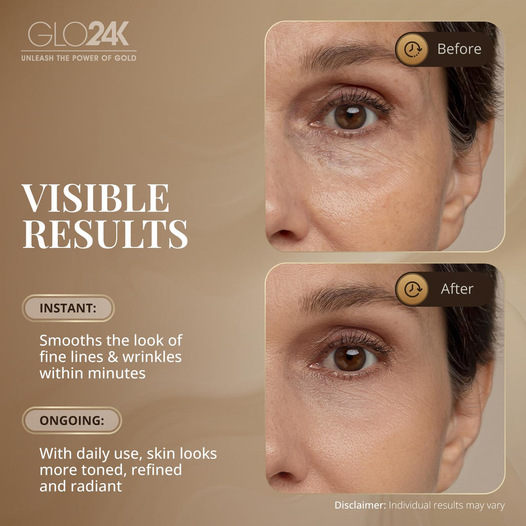 GLO24K Instant Facelift Cream – 24k Gold, HA & Peptides | Value Pack 2