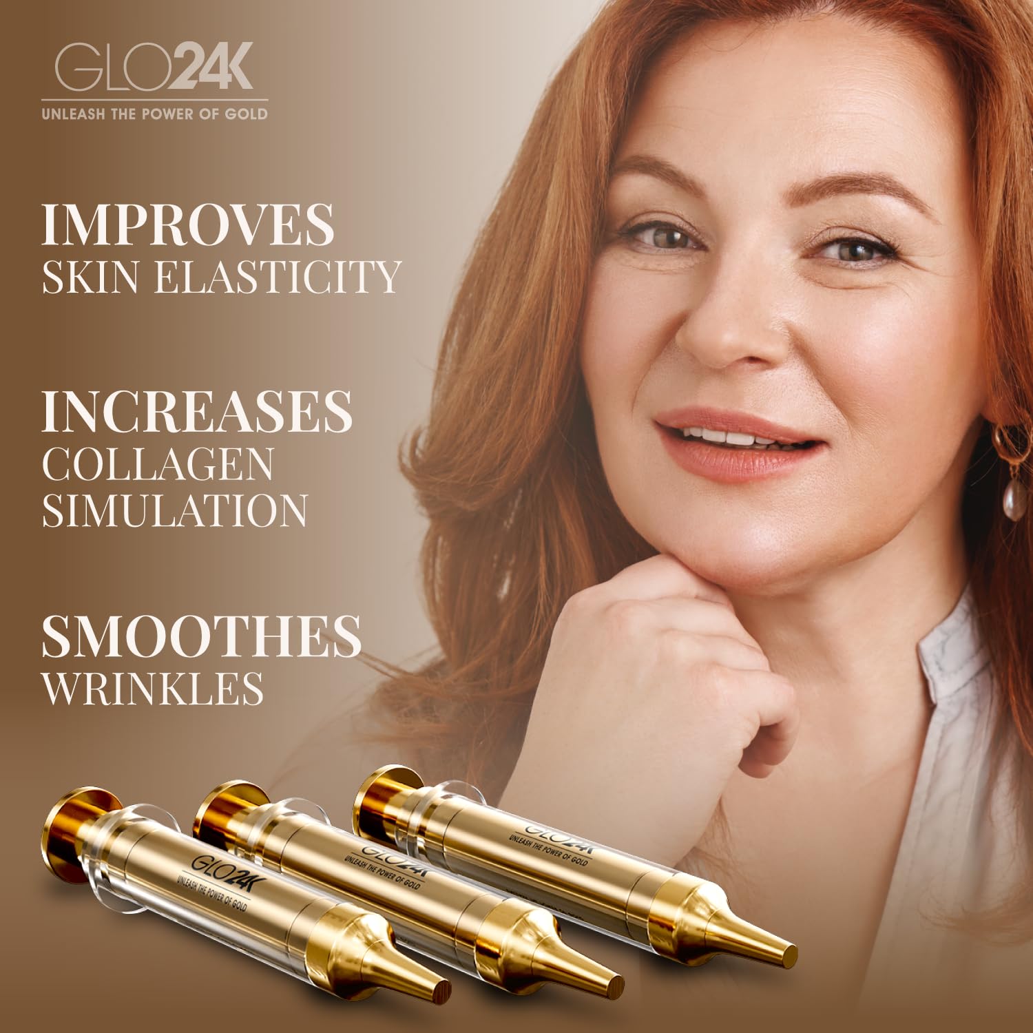 GLO24K Instant Facelift Cream – 24k Gold, HA & Peptides | Value Pack 2