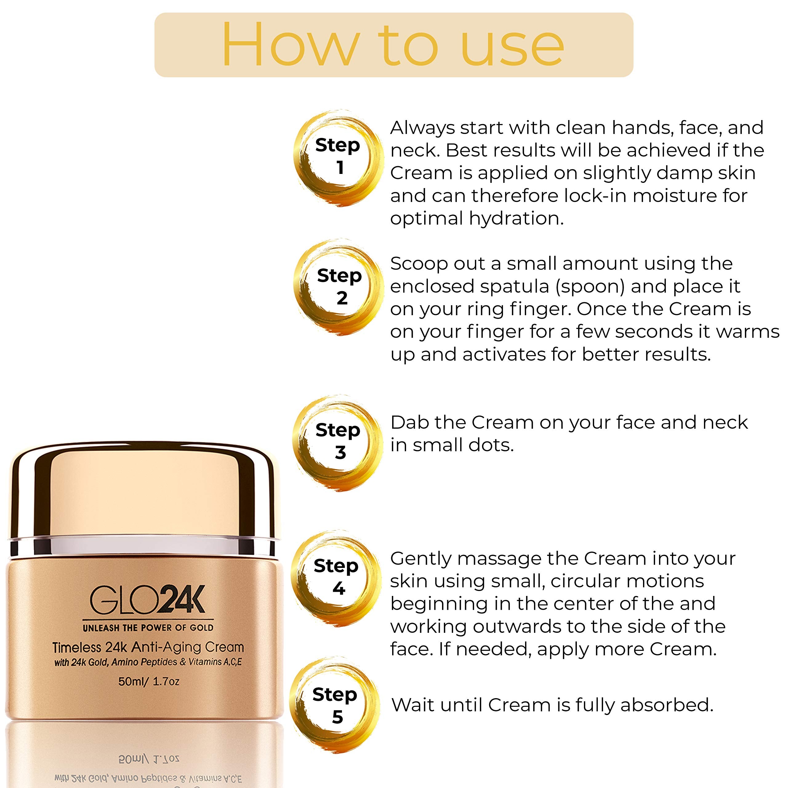 GLO24K 24k Gold Anti-Aging Cream & Serum – Peptides & Vitamins A C E