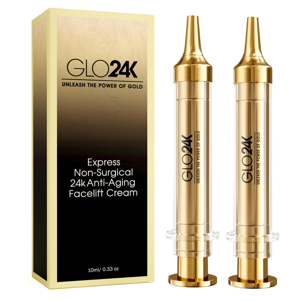 GLO24K Instant Facelift Cream – 24k Gold, HA & Peptides | Value Pack 2
