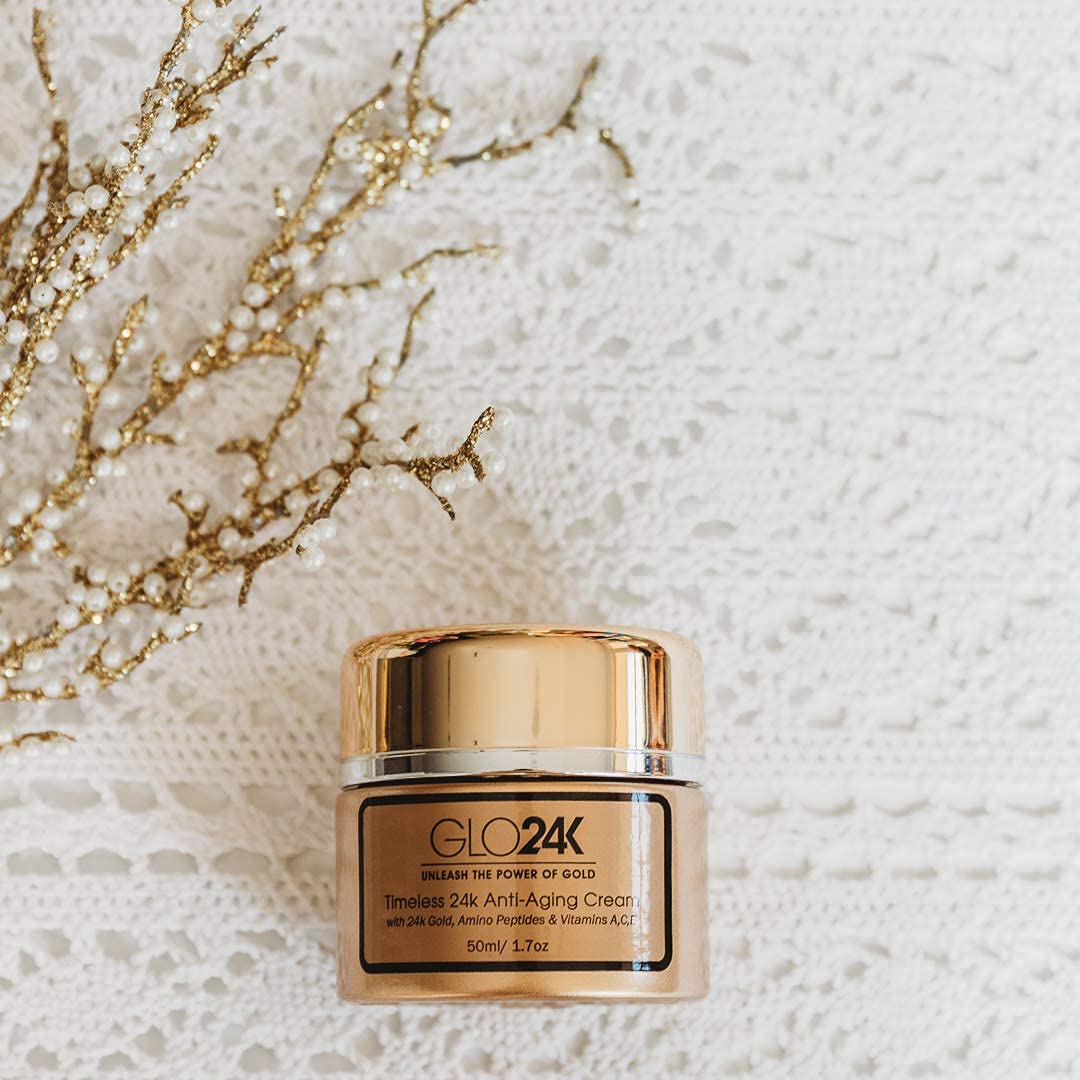 GLO24K 24k Gold Anti-Aging Cream & Serum – Peptides & Vitamins A C E