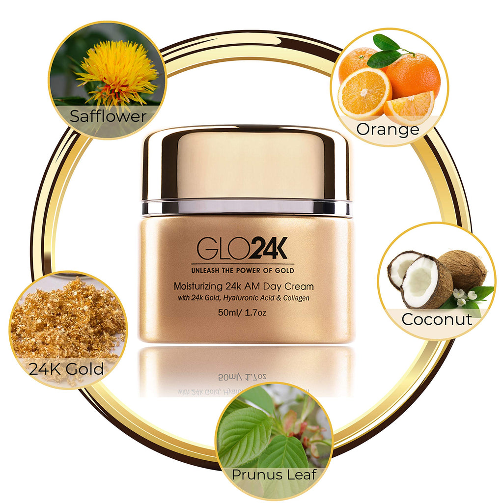 GLO24K Neck & Face LED Beauty Massager + 24k Moisturizing Day Cream | At-Home Spa Duo