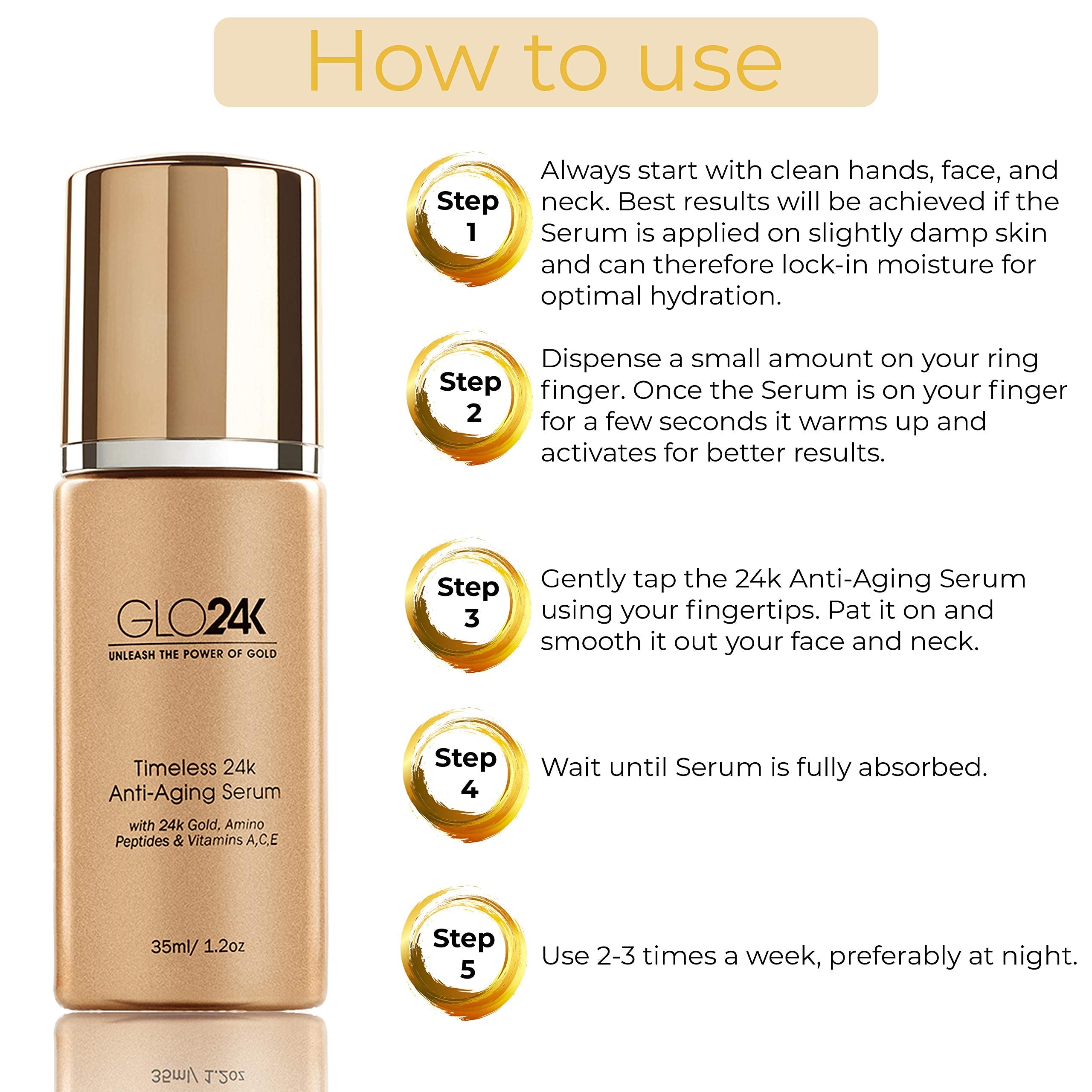 GLO24K 24k Gold Anti-Aging Cream & Serum – Peptides & Vitamins A C E