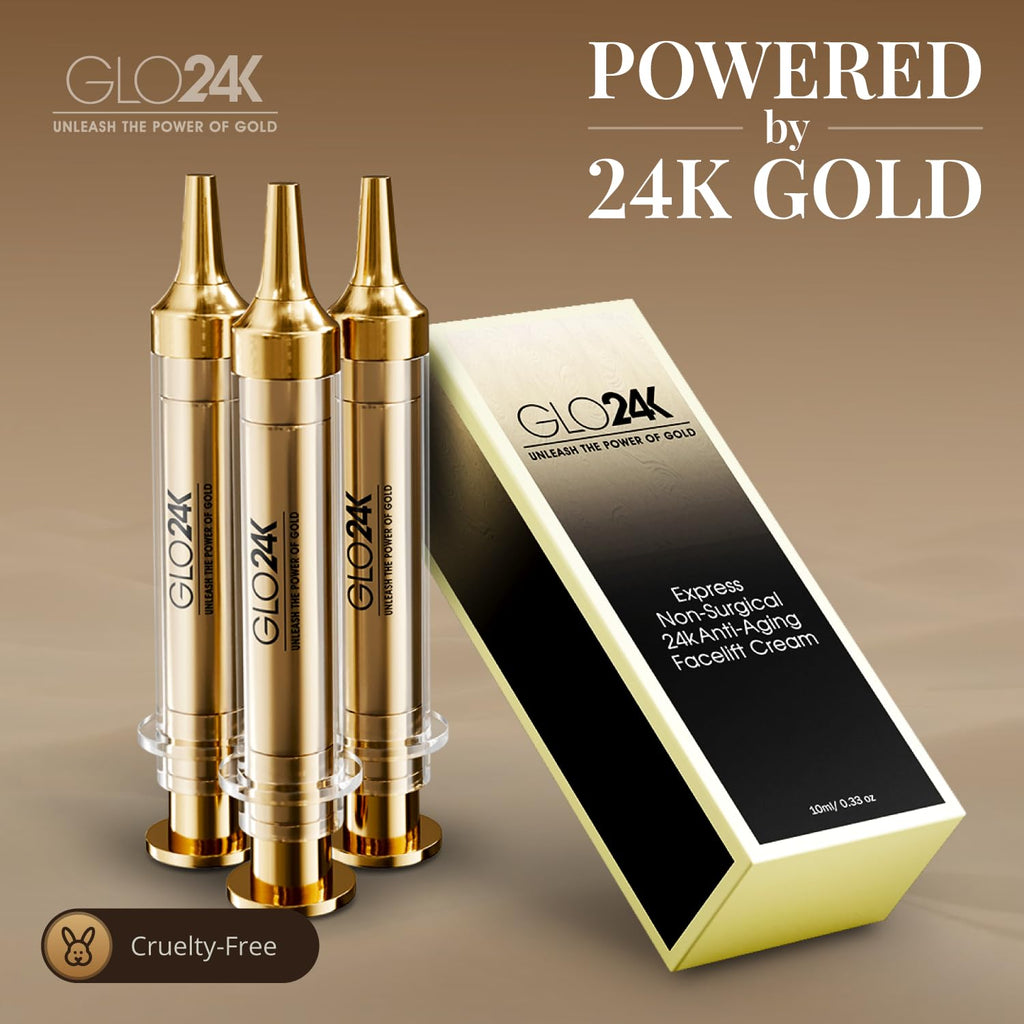 GLO24K Instant Facelift Cream – 24k Gold, HA & Peptides | Value Pack 2