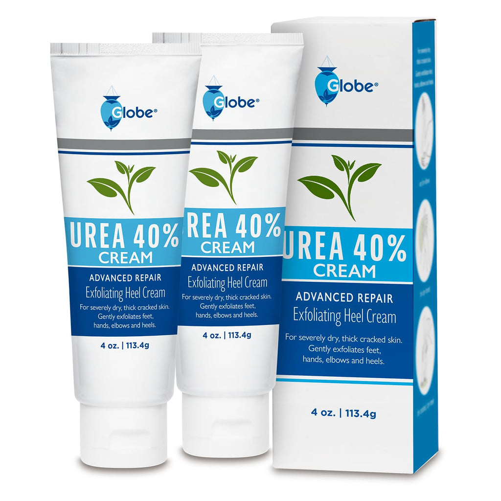 Globe Urea Cream 40% – 2 Pack (8 oz) Intensive Hydration for Dry, Cracked Feet & Hands