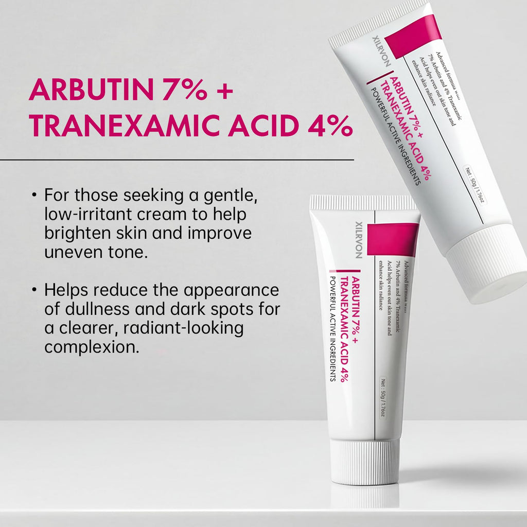 Glopink 2Pcs Arbutin 7% + Tranexamic Acid 4% Cream – Niacinamide Brightening Hydrating Moisturizer