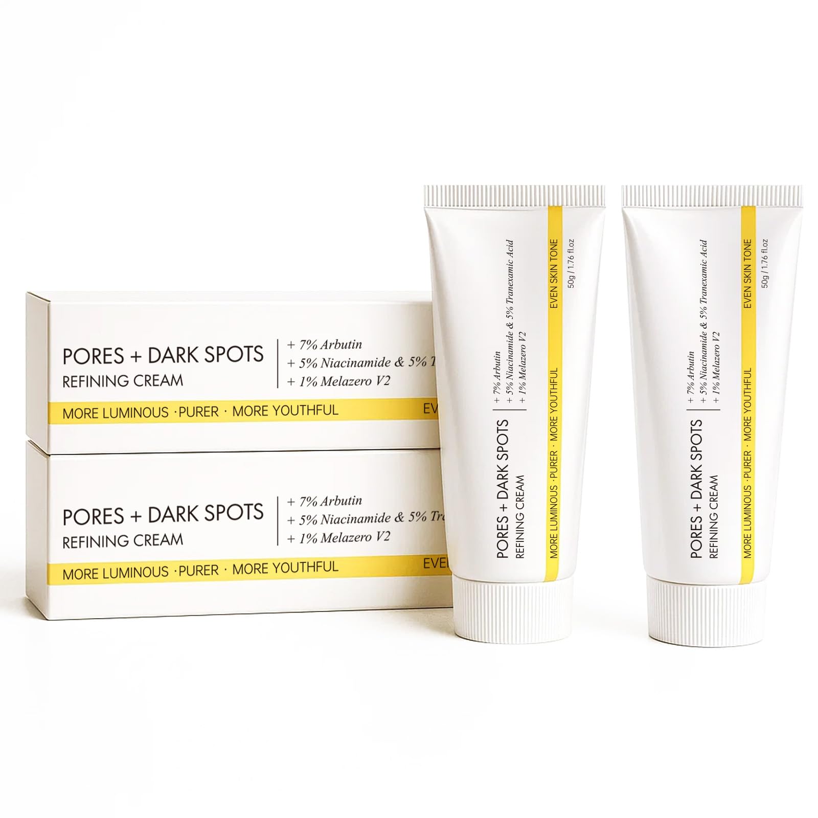 Glopink 2 Pcs Pores Dark Spots Cream – Arbutin, Tranexamic Acid, Niacinamide | Pore Minimizing & Radiant Glow