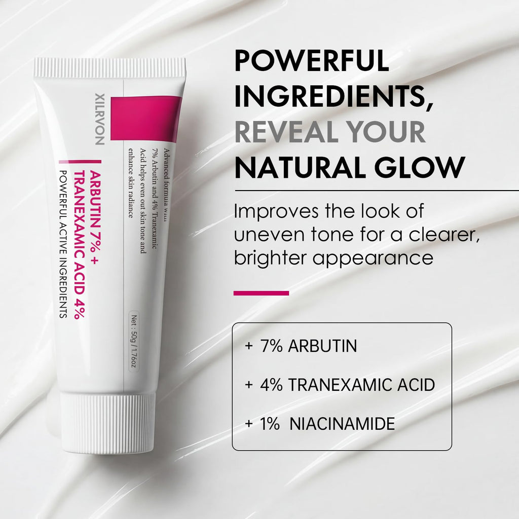 Glopink Arbutin 7% + Tranexamic Acid 4% Cream – Hydrating Brightening Moisturizer 1.76 oz
