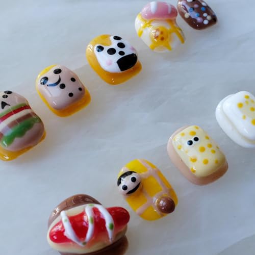 GLORS Purely Handmade Press On Nails | Cute Cartoon Design | Short Square, 10pcs (Small SS)