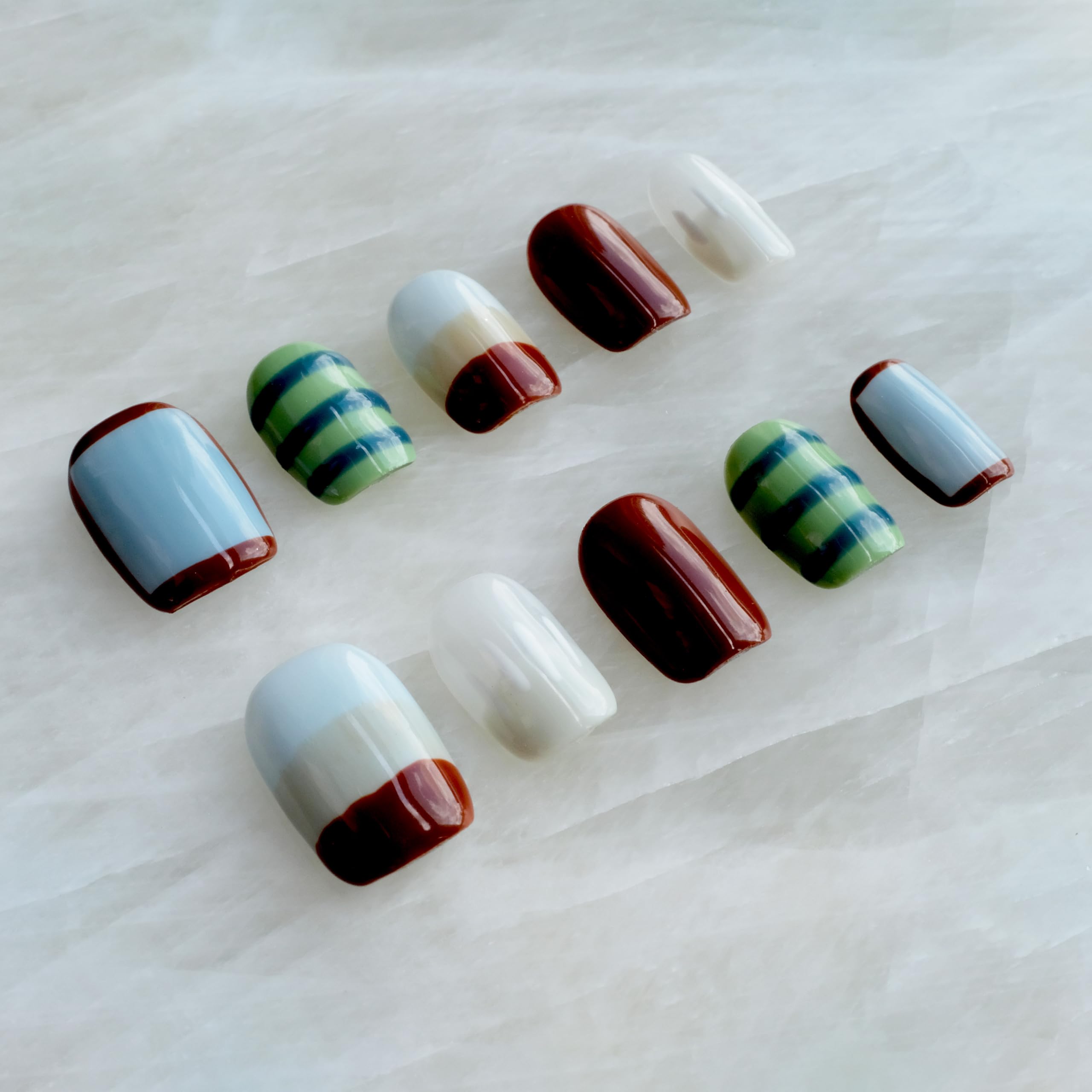 GLORS Purely Handmade Press On Nails — Kawaii Short Square Set, 10pc (Small SS)