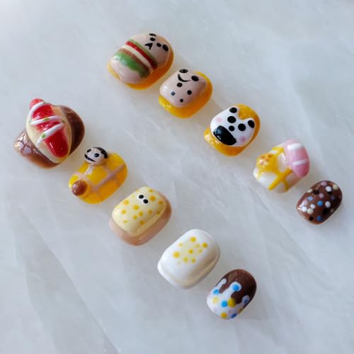 GLORS Purely Handmade Press On Nails | Cute Cartoon Design | Short Square, 10pcs (Small SS)
